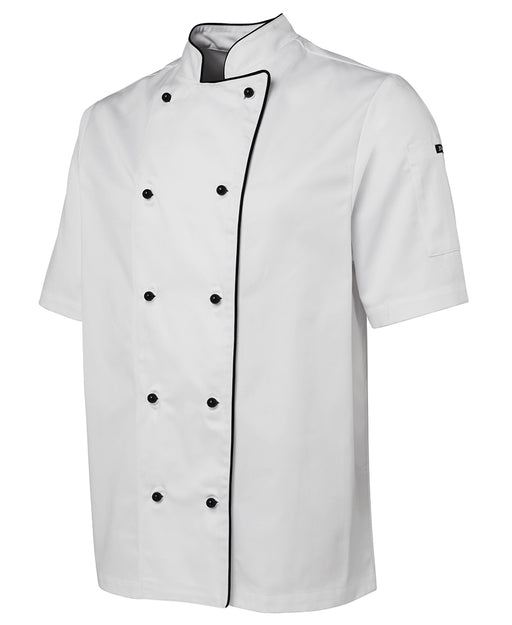 Piped Short Sleeve White Chefs Jacket